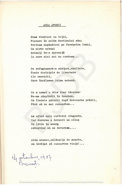 M-1076-1130-6 - 55 de Poezii în manuscris dactilografiat. ALEXANDRU MIRCESCU